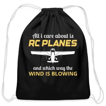RC Model Planes Airplane Aircraft Pilot Funny Gift - Cotton Drawstring Bag - black - Front
