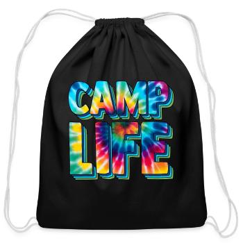 camp life,SUMMER Camp, fall camp,boy scouts,trekki - Cotton Drawstring Bag - black - Front