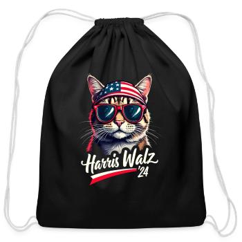 Cat Ladies for Kamala - Cotton Drawstring Bag - black - Front