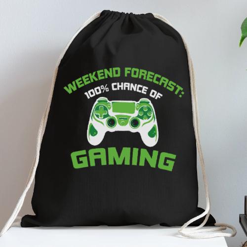 Weekend Forecast: 100% Gaming! - Cotton Drawstring Bag