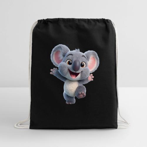 Joyful 3D Baby Koala with Arms Up - Cotton Drawstring Bag