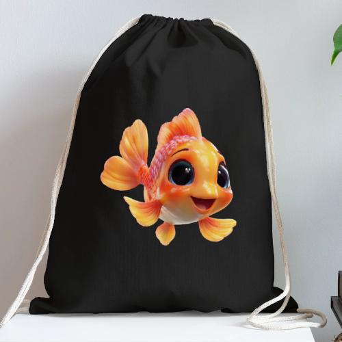 Cheerful 3D Orange Baby Fish - Cotton Drawstring Bag