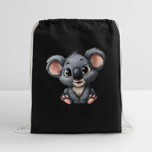 Joyful Cartoon Baby Koala with Big Eyes - Cotton Drawstring Bag