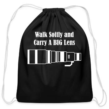 Walk Softly And Carry A Big Lens Long Sleeve - Cotton Drawstring Bag - black - Front