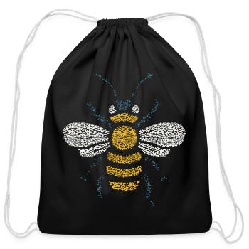 Golden Bee Seed Mosaic - Cotton Drawstring Bag - black - Front