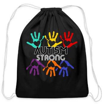 Autism Awareness Strong Cricut Shirt - Cotton Drawstring Bag - black - Front
