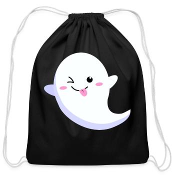 Cute Ghosts for Halloween - Cotton Drawstring Bag - black - Front