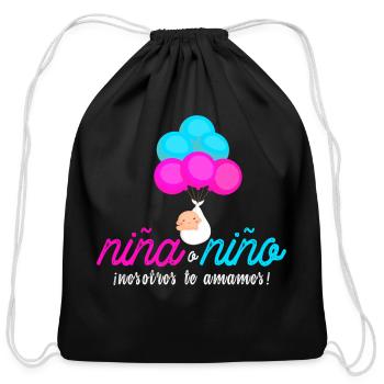 Nina Or Nino Latin For Baby Gender Reveal - Cotton Drawstring Bag - black - Front