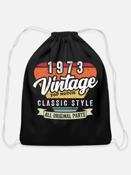 Turning 50 Birthday Decorations Men 50th Bday 1973 - Cotton Drawstring Bag - black