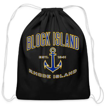 Block Island Ri For - Cotton Drawstring Bag - black - Front