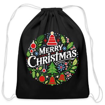 Merry Christmas 3 - Cotton Drawstring Bag - black - Front