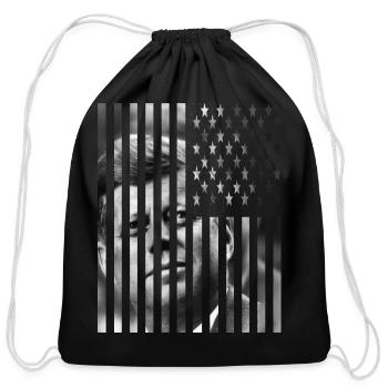 JFK American Flag - Cotton Drawstring Bag - black - Front