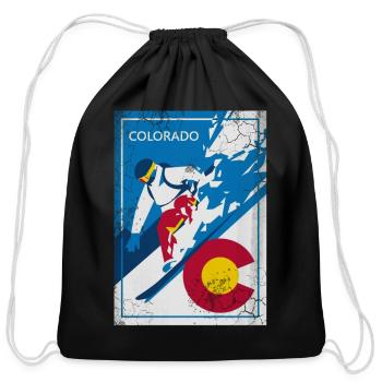 Colorado Snowboarder Snowboard Snowboarding - Cotton Drawstring Bag - black - Front