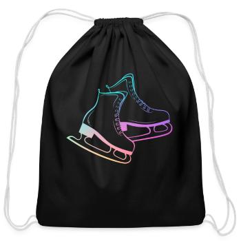 Ice Skates Figure Skating Rainbow - Cotton Drawstring Bag - black - Front