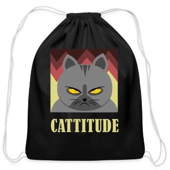 Funny Cattitude me quote cats design gift - Cotton Drawstring Bag - black - Front