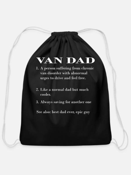 Van Dad Description - Funny Van Driver Definition - Cotton Drawstring Bag - black