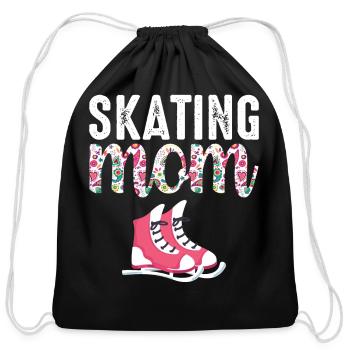 Figure Skating Mom Ice Skating - Cotton Drawstring Bag - black - Front