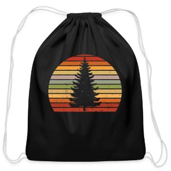 Pine tree Vintage - Cotton Drawstring Bag - black - Front