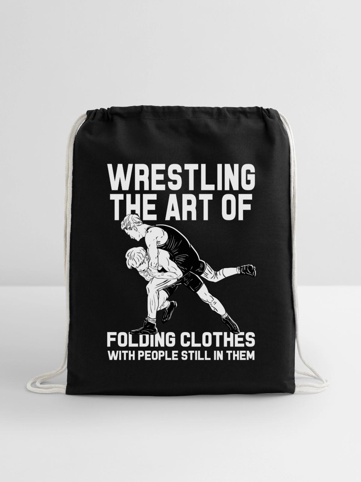 Wrestling - Cotton Drawstring Bag - black - Front