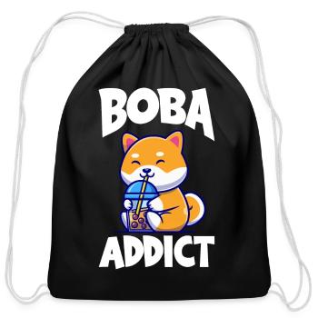 Bubble Tea Addicting - Cotton Drawstring Bag - black - Front