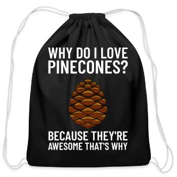 Pine Cones Tree Wreath - Cotton Drawstring Bag - black - Front