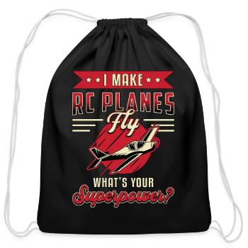 RC Plane Airplane Pilot Aircraft Funny RC Planes - Cotton Drawstring Bag - black - Front