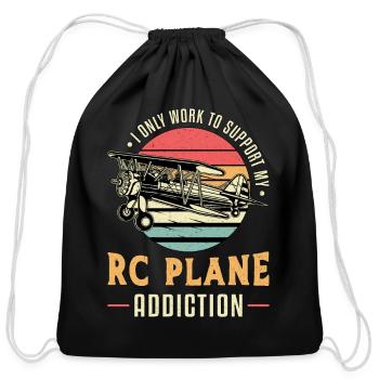RC Plane Addiction Airplane Aircraft RC Planes - Cotton Drawstring Bag - black - Front