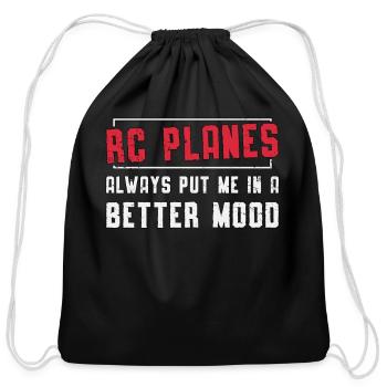 RC Plane Better Mood Airplane Aircraft RC Planes - Cotton Drawstring Bag - black - Front
