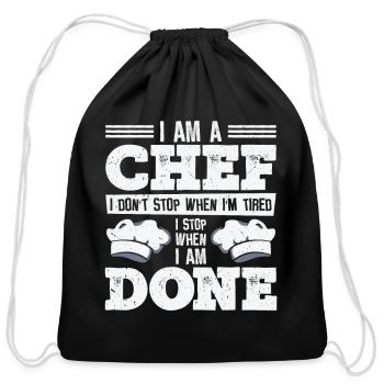 Chef Cooking Meals Culinary Cooks Baking - Cotton Drawstring Bag - black - Front