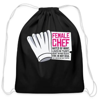 Female Chef Cooking Meals Food Lover - Cotton Drawstring Bag - black - Front