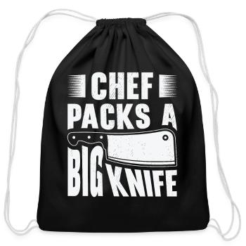 Chef Big Knife Slicing Cooking Meals - Cotton Drawstring Bag - black - Front