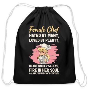 Female Chef Cooking Meals Food Lover - Cotton Drawstring Bag - black - Front