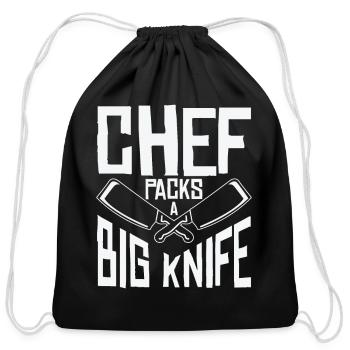 Chef Big Knife Slicing Cooking Meals - Cotton Drawstring Bag - black - Front