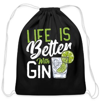 Life Is Better With Gin - Cotton Drawstring Bag - black - Front