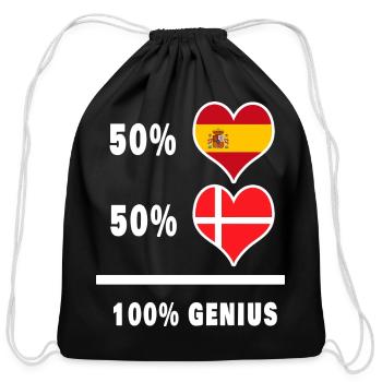 Denmark and Spain Genius / gift - Cotton Drawstring Bag - black - Front