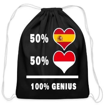 Indonesia and Spain genius / gift - Cotton Drawstring Bag - black - Front