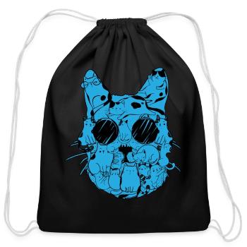 Cat Lover Cat Head - Funny Cats - Cotton Drawstring Bag - black - Front