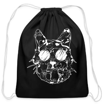 Cat Lover Cat Head - Funny Cats - Cotton Drawstring Bag - black - Front