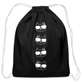 Cat Head Cute Cat Lover - Funny Cat - Cotton Drawstring Bag - black - Front