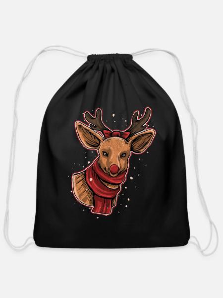 Ugly Christmas Owl - Cotton Drawstring Bag - black