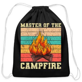Master Of The Campfire Vintage Camping - Cotton Drawstring Bag - black - Front