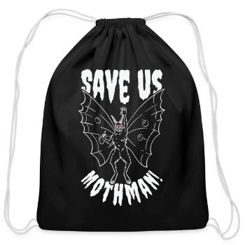 Halloween Mothman Mythical Line Art Beast Monster - Cotton Drawstring Bag - black - Front