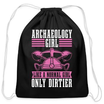 Archaeology Girl Like A Prehistoric Archaeologist - Cotton Drawstring Bag - black - Front