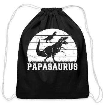 Papa Dino Papa Saurus Papa Dinosaur - Papasaurus - Cotton Drawstring Bag - black - Front