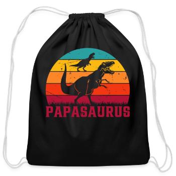 Papasaurus Papa Dinosaur - Papa Saurus Papa Dino - Cotton Drawstring Bag - black - Front