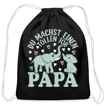 Papa Vatertag Papa Elefant Papa Vatertag - Cotton Drawstring Bag - black - Front