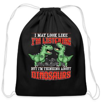 Dinosaur Gift Kids T-Rex Prehistoric Dinosaur - Cotton Drawstring Bag - black - Front