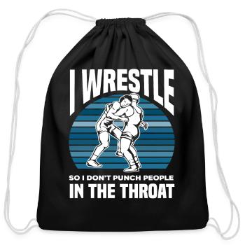 Wrestling Wrestle Sport Hobby - Cotton Drawstring Bag - black - Front