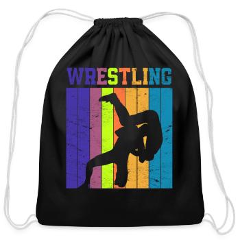 Wrestling - Cotton Drawstring Bag - black - Front