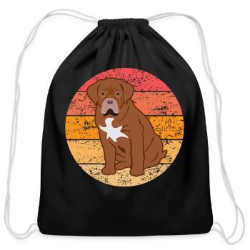 Bordeaux Mastiff Bordeauxdog Dog Lover Retro Gift - Cotton Drawstring Bag - black - Front